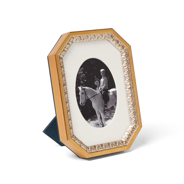 Patterned Silver & Gold Octagonal Frame: 5x7