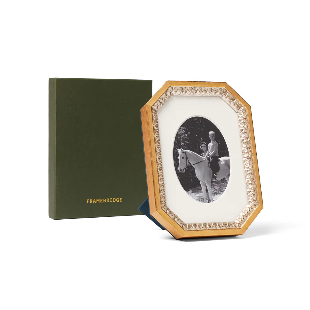 Patterned Silver & Gold Octagonal Frame: 5x7