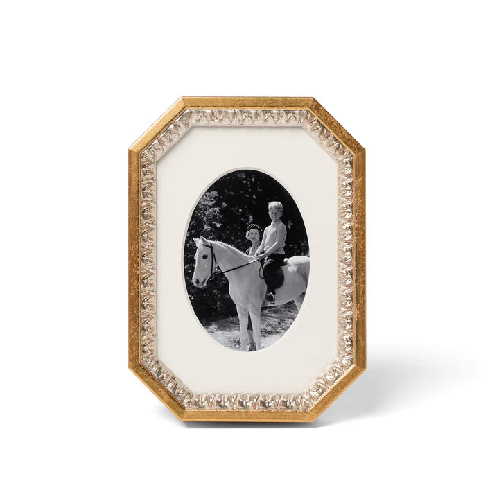 Patterned Silver & Gold Octagonal Frame: 5x7